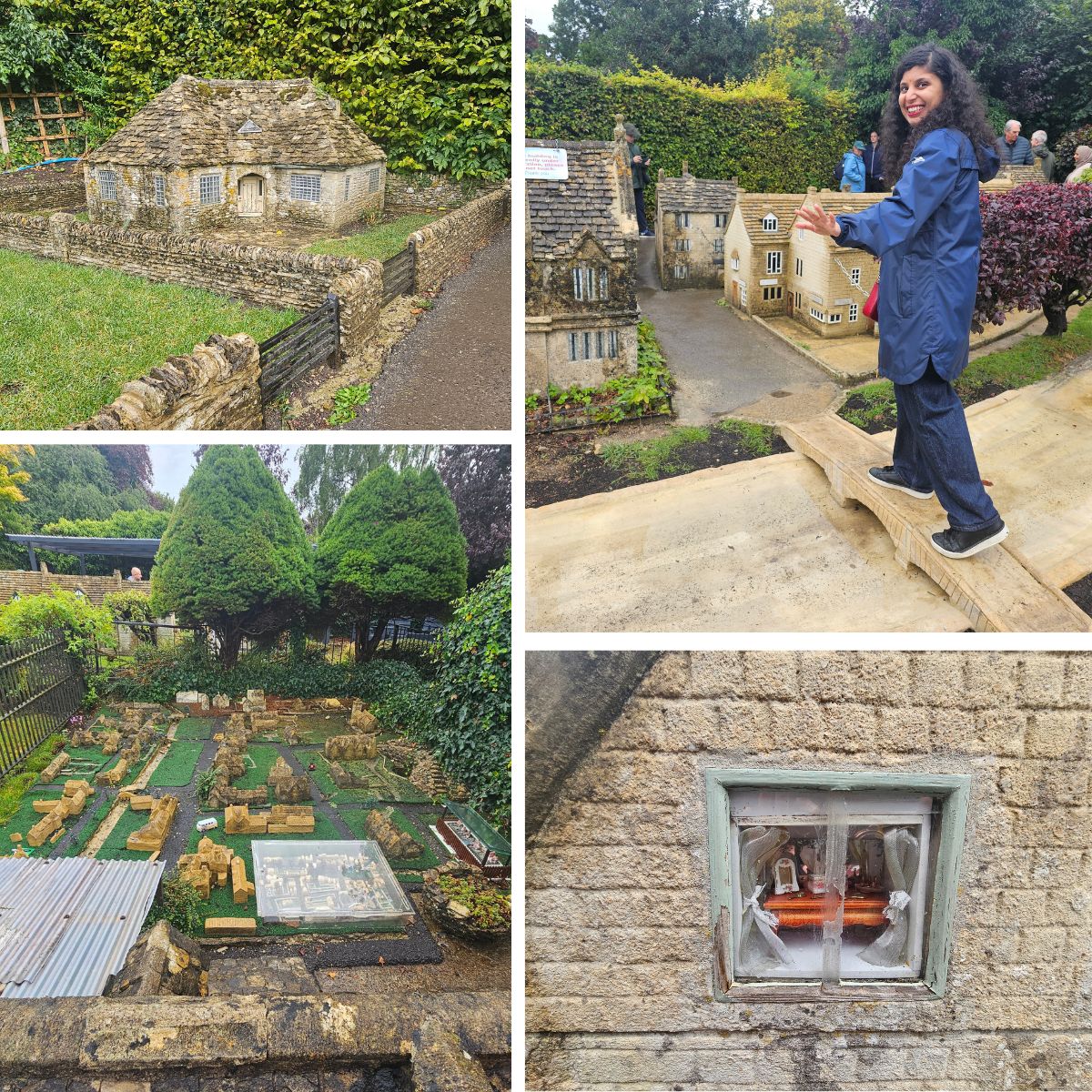 A collage of 4 photos from the Model Village 