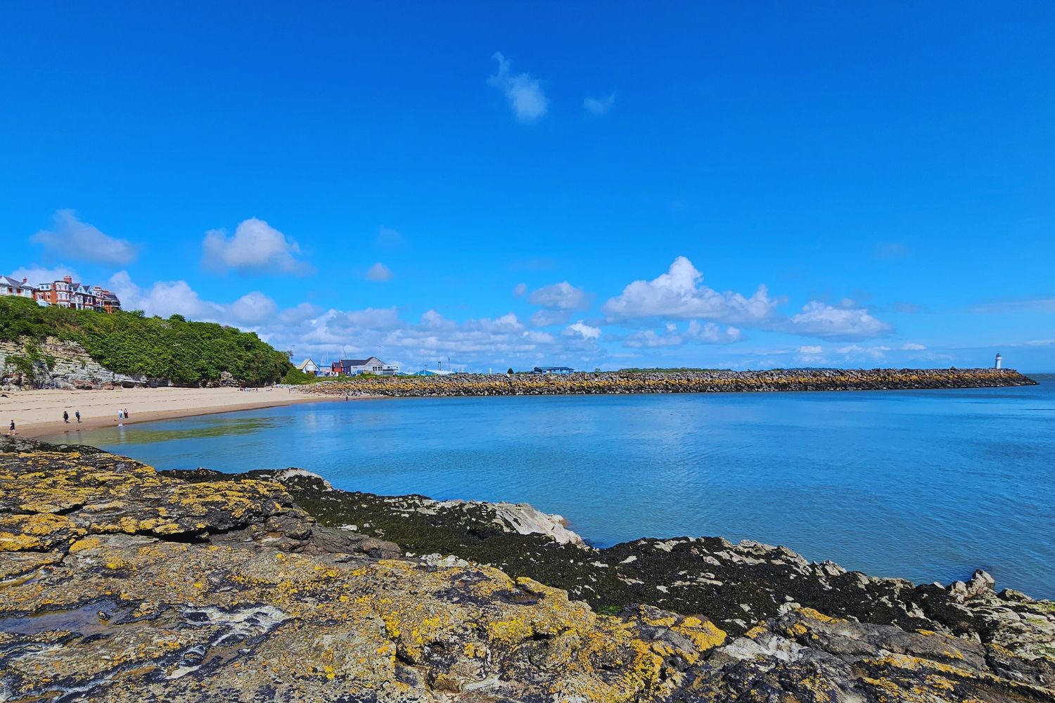 View of Jackson's Bay from the Clements Colley Walk, showcasing the peaceful beach and surrounding cliffs.